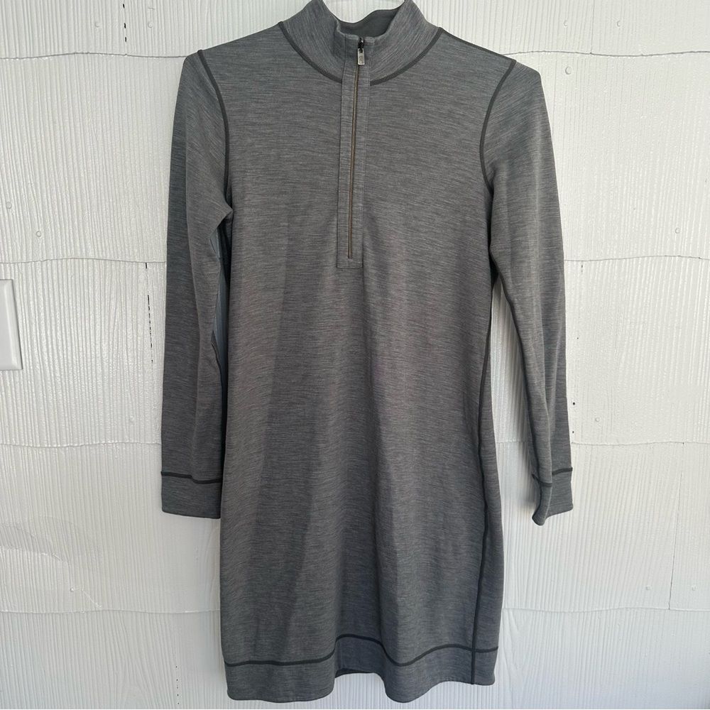 Tommy Bahama Flip Side Gray Sweater Dress Lightweight Half Zip Cover Up S/M